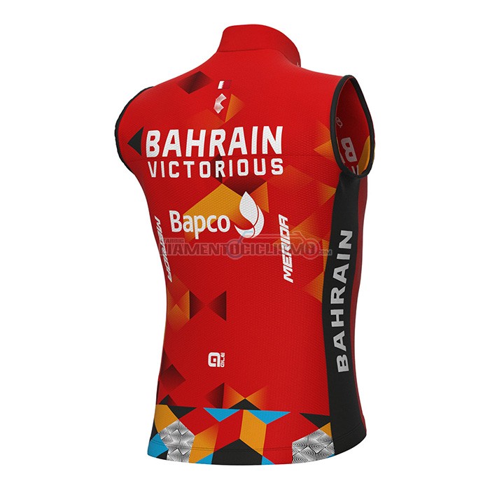 Gilet Antivento Bahrain Victorious Manica Corta 2022 Rosso